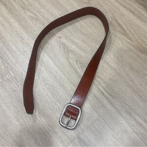 Men's Brown Leather Belt with Silver Buckle